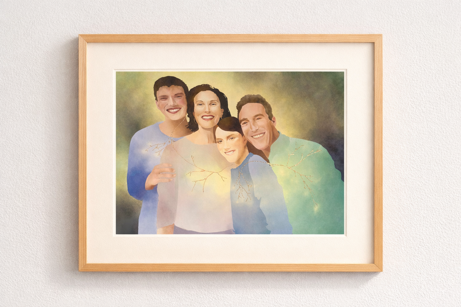 Portrait personnalisé au fil d’or — avec visages – Image 1